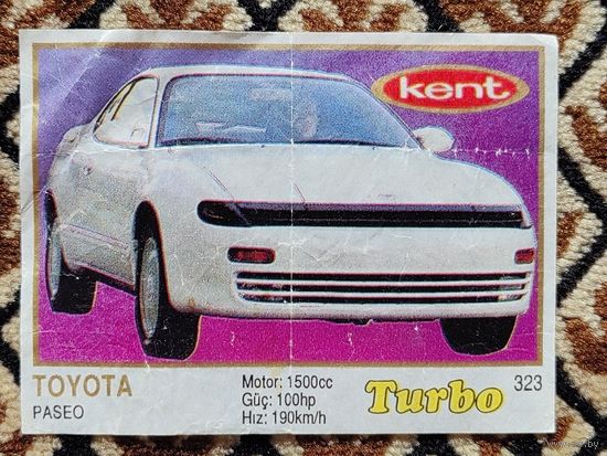 Вкладыш Turbo (Турбо) 5 серия (261-330, Yellow, золотая толстая рамка), номер 323, Toyota Paseo. Возможен небольшой торг.