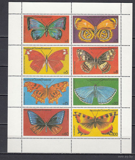 Фауна. Бабочки. Экваториальная Гвинея. 1979. Малый лист. Michel N 1541-1548 (27,84 д).