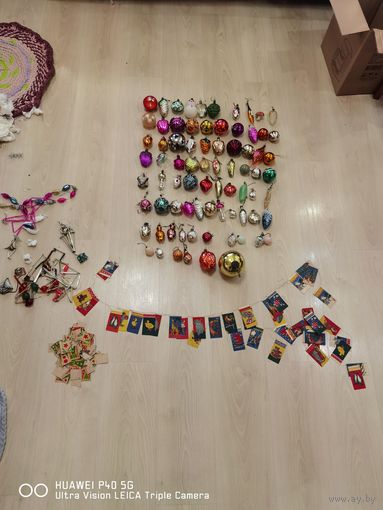 Елочные игрушки СССР бумажная гирлянда самая привлекательная цена трёхдневный аукцион
