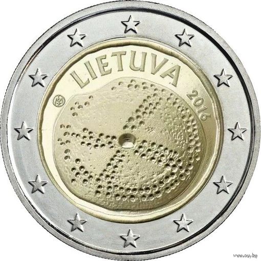 2 евро 2016 Литва Балтийская культура UNC из ролла