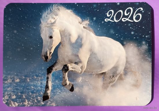 Лошадь. Календарик, глянец, 2026. Траско