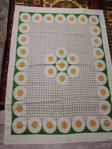 Скатерть винтажная , лён, "Ромашки", 110х155см.