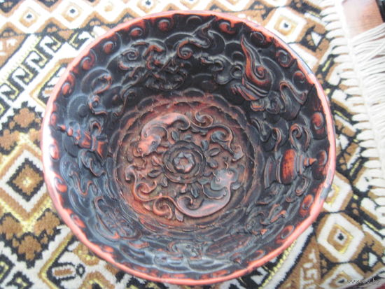 Китайская ваза, конфетница. Резная керамика ручной работы.