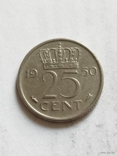 Нидерланды 25 центов 1950