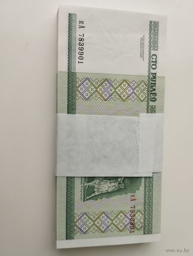 100 руб. 2000 г. Пачка 100 штук.