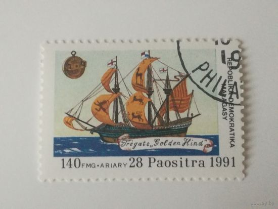 Мадагаскар 1991. 500 лет открытия Америки. Корабли. Флот.