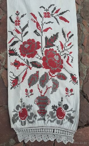 Рушник старинный, лен, вышивка в стиле Брокар. Рукоделие.handmade..