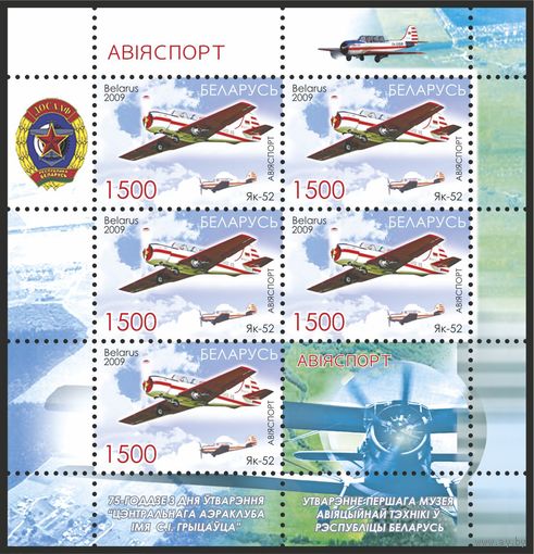 2009 БЕЛАРУСЬ  коллекционная марка "Авиаспорт"MNH