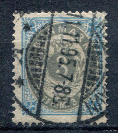 Дания - 1875/1903г. - 3 Ore, wz 1 Y, перфорация 14:13 1/2 - 1 марка - гашёная, есть утончение. Без МЦ!