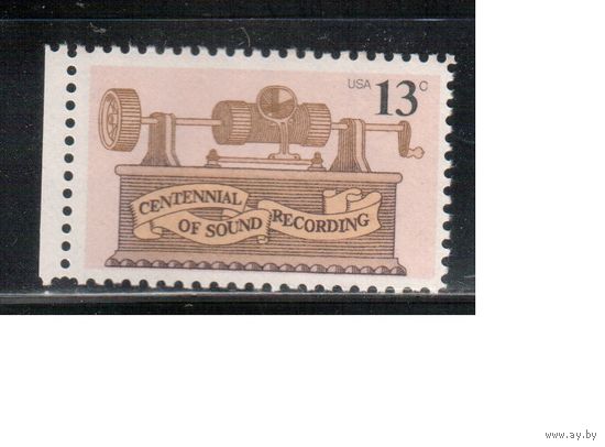 США-1977, (Мих.1293) , **  , Фонограф(одиночка)