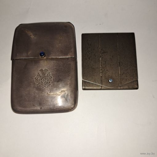 Старинный портсигар и спичечница. Серебро 830пр. Германия.