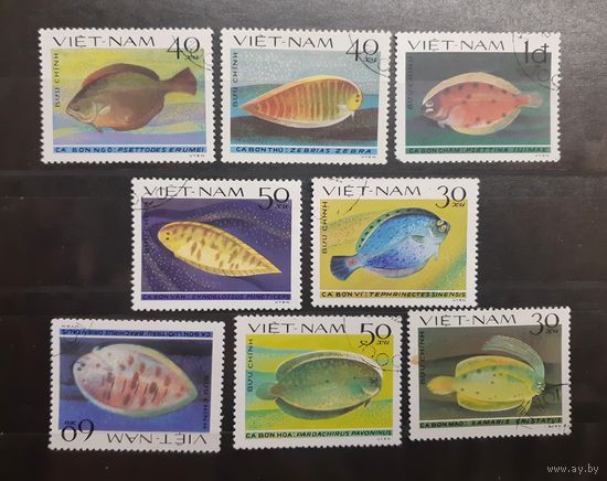 Вьетнам. 1982 год. Фауна. Рыбы. Камбала (9)