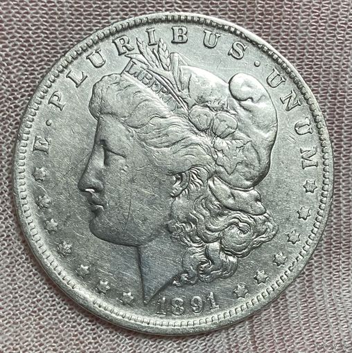 Монета США 1 доллар 1891 год. Доллар Моргана. Монетный двор O Новый Орлеан.