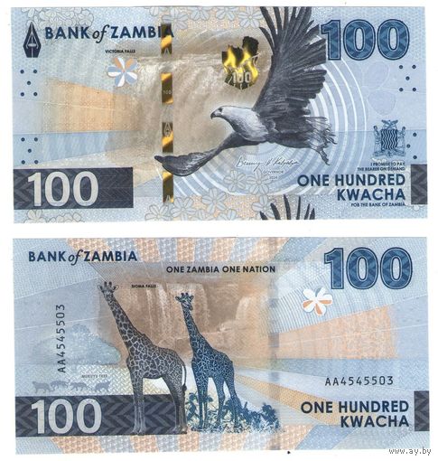Замбия 100 квача 2024 год UNC