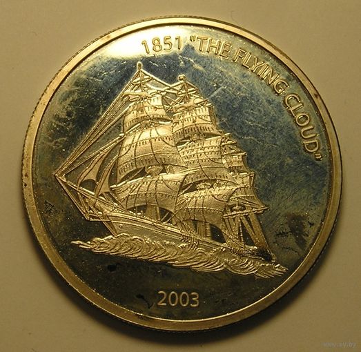 Либерия, 10 Долларов 2003 "Летящее облако" Серебро