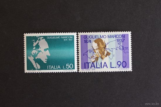 Италия 1974г Mi1438-1439 Маркони ** Радио (Р18