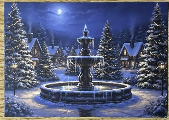 Открытка новогодняя чистая 10х15 см.