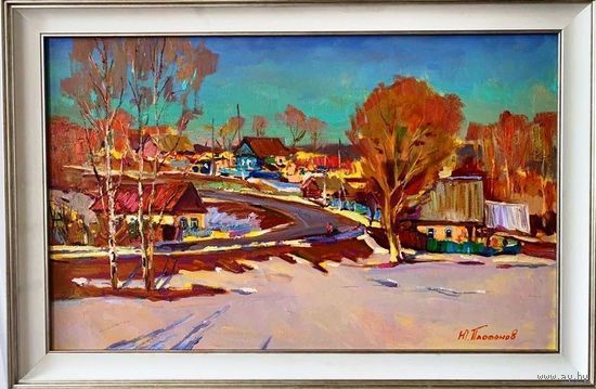 Платонов Ю.В;50/80см;"Д. Шерстин. Мартовский снег", 2022г. Холст, масло. Размер 50х80 см.