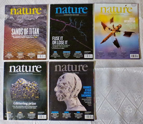Nature (Природа), журналы, 5 штук. ПОЛНЫЙ ВЫПУСК ЕЖЕНЕДЕЛЬНИКА ЗА ЯНВАРЬ 2015 ГОДА. Английский язык. Издание: Лондон, Великобритания. Хорошее состояние. См.описания лота.