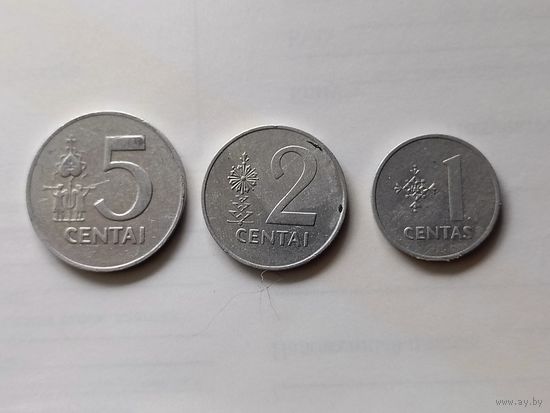 Литва 1,2,5 центов, 1991г. (обм-D.K)