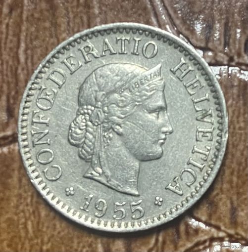 Монета 10 раппенов 1955 год. Швейцария.