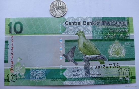 Werty71 Гамбия 10 даласи 2019 UNC банкнота 2023