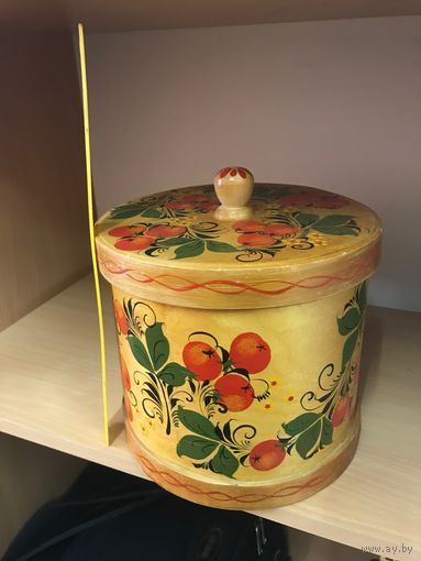 Шкатулка. Короб из бересты. Туес. Туесок. Береста. Роспись. СССР