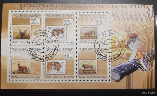 Республика Гвинея. 2009 год. Фауна. Блок (малый лист 6 марок) (606)