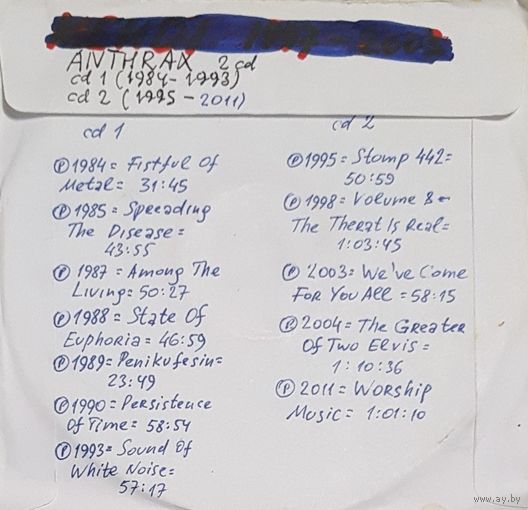CD MP3 дискография ANTHRAX - 2 CD