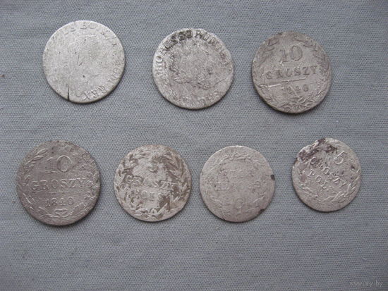 Лот из 7-ти монет номиналов 10 и 5 грош и не только  от 1 рубля без МЦ