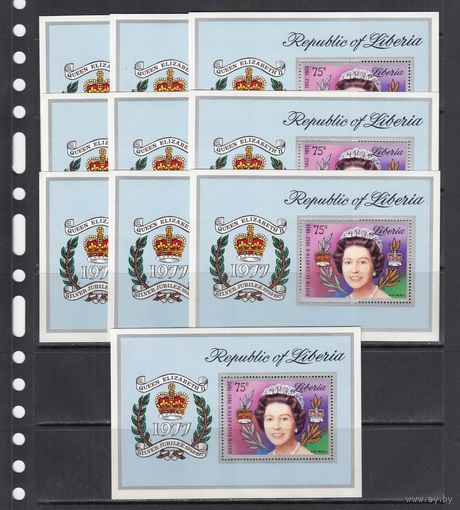 25 лет правления Королева Великобритании Елизавета 2 1977 Либерия MNH 1 Блок зуб Х 10 Лот