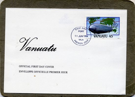 Конверт ВАНУАТУ (КПД) , посвященный Конгрессу Всемирного почтового союза (ВПС) в Гамбурге в 1984 году.