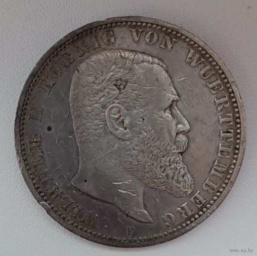5 марок 1907 года. Вюртемберг. С рубля без МЦ