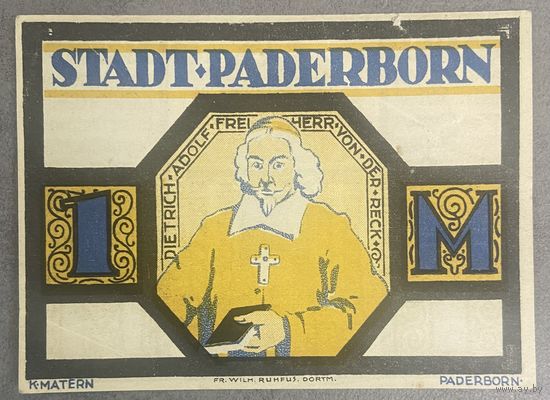 Нотгельд Падерборн 1 марка 1921 год. Веймарская республика