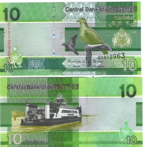 Гамбия 10 даласи 2023 год UNC (Голубь)