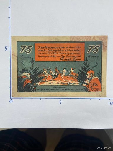 Нодгельд 75 пфеннигов Брокен. Веймарская республика - 0202