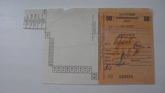 Железная дорога . Билет . Барановичи - Брест