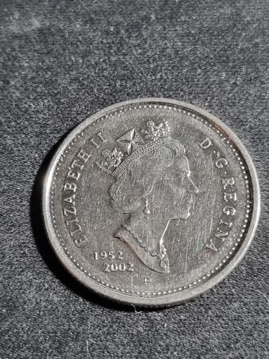 Канада 25 центов 2002 50 лет правления Королевы Елизаветы II