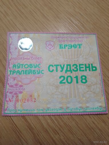 Месячный проездной Автобус-троллейбус Брест, январь 2018 г.