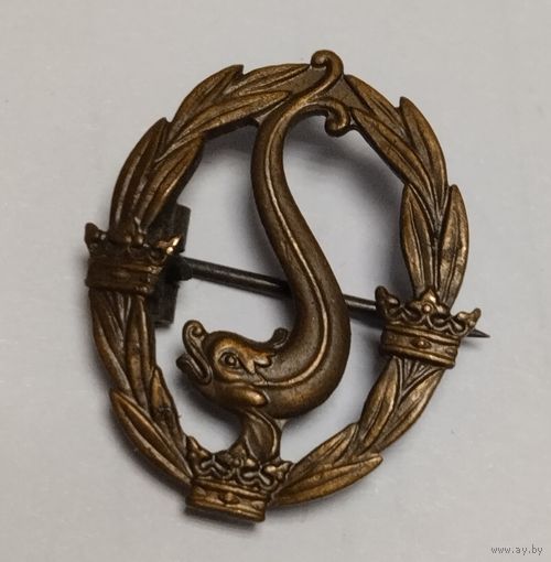 ВОЕННО СПОРТИВНЫЙ ЗНАК ШВЕЦИЯ ЛАТУНЬ ФИРМА ПОЗОЛОТА