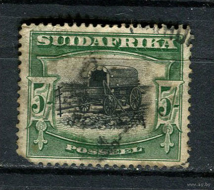 Южная Африка - 1927/1928 - Повозка 5Sh - (есть тонкое место) - [Mi.40] - 1 марка. Гашеная.  (Лот 77Gw)-T4P15