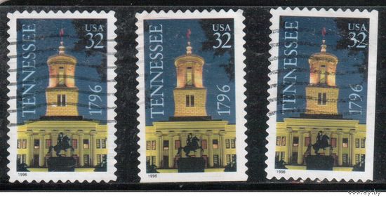 США-1996 (Мих.2729 ВА+ВD) , гаш., Штат Теннесси(одиночка), 3 зубцовки