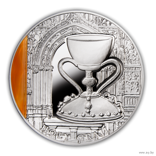 Ниуэ 2 доллара 2013г. "Тайны истории: Святой Грааль. Агат". Монета в капсуле; подарочном футляре; сертификат; коробка. СЕРЕБРО 62,27гр.(2 oz).