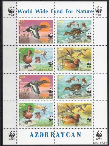 Азербайджан 2000. Фауна WWF. Птицы, утки. Малый лист (131)