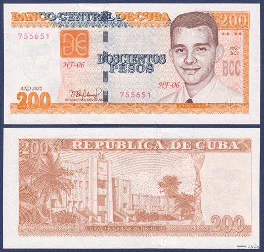 Куба, 200 песо 2022 г.,  P-130, UNC