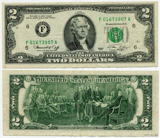 США. 2 доллара (образца 1976 года, F, Джорджия, P461)