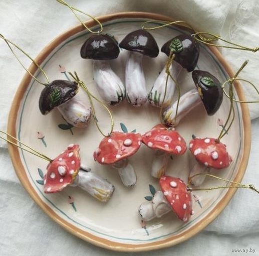 Грибочки - подвесы керамика, ручная работа