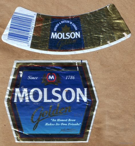 Этикетка пива Molson Канада б/у Ф759