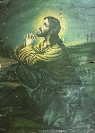 Старинная литография Иисус Христос