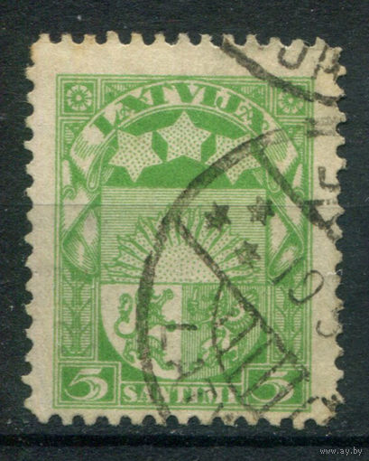 Латвия - 1923/25г. - герб, 5 S - 1 марка - гашёная. Без МЦ!